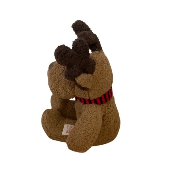 Vtg Russ Berrie Reindeer Plush Christmas Toy w Scarf Terry Cloth Bean Bottom - Picture 2 of 9